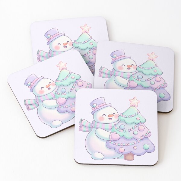 Item preview, Pastel Kawaii Snowman Hugging Christmas Tree designed and sold by Iras-Art-Corner.