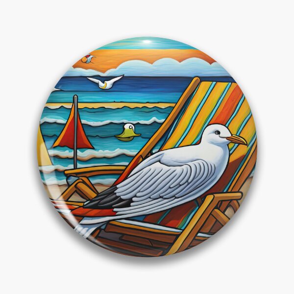 Item preview, Folk Art Seagull relaxing on a Deckchair designed and sold by Colin Bentham.