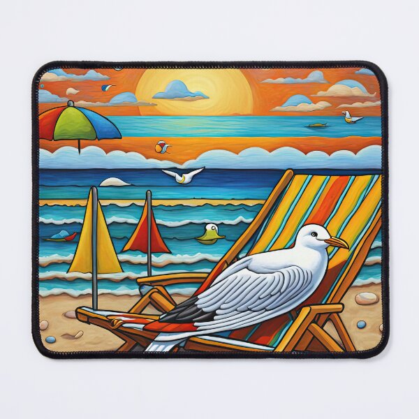 Item preview, Folk Art Seagull relaxing on a Deckchair designed and sold by Colin Bentham.