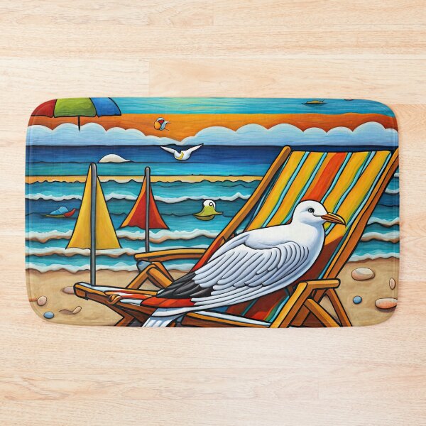 Item preview, Folk Art Seagull relaxing on a Deckchair designed and sold by Colin Bentham.
