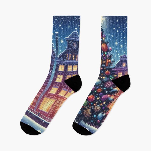 Item preview, Magical Amsterdam in the Snow – Dutch Christmas City Scene with Canals and Tree Lights designed and sold by Sugar Wisdom .