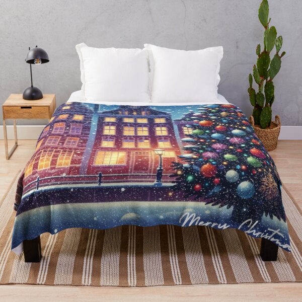Item preview, Magical Amsterdam in the Snow – Dutch Christmas City Scene with Canals and Tree Lights designed and sold by Sugar Wisdom .