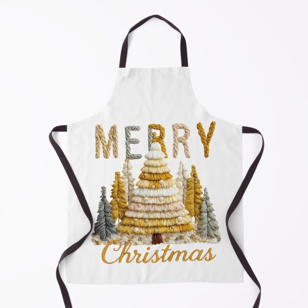 Item preview, Merry Christmas Embroidered Yarn Tree T-Shirt – Neutral Gold & Cream designed and sold by Happy'CLICK'.