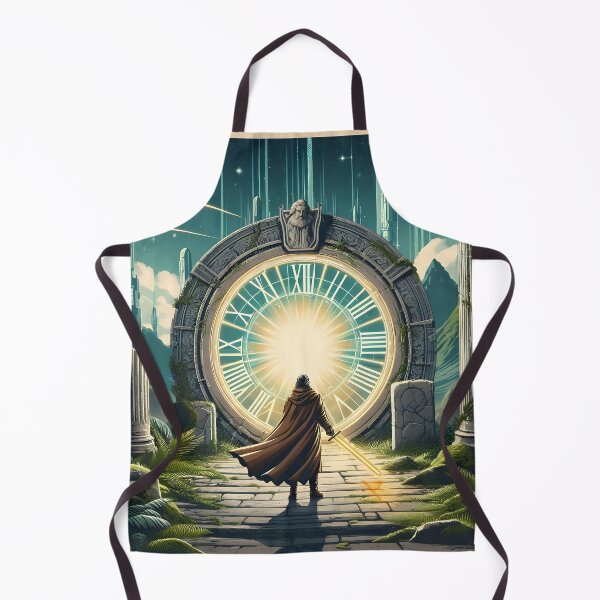 Item preview, Hooded Figure Facing Mystical Clock Portal Digital Art designed and sold by PandaTShirtShop.