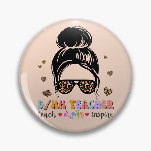 Item preview, DHH Teacher Leopard Messy Bun – ASL Sign Language Hard Of Hearing designed and sold by Pingestre.