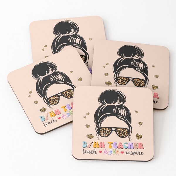 Item preview, DHH Teacher Leopard Messy Bun – ASL Sign Language Hard Of Hearing designed and sold by Pingestre.