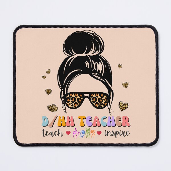 Item preview, DHH Teacher Leopard Messy Bun – ASL Sign Language Hard Of Hearing designed and sold by Pingestre.