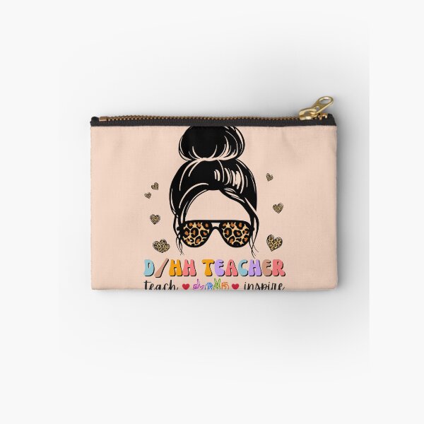 Item preview, DHH Teacher Leopard Messy Bun – ASL Sign Language Hard Of Hearing designed and sold by Pingestre.