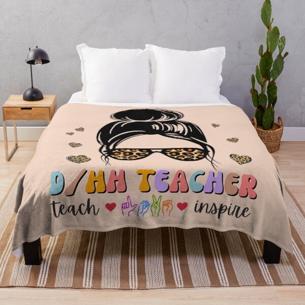 Item preview, DHH Teacher Leopard Messy Bun – ASL Sign Language Hard Of Hearing designed and sold by Pingestre.