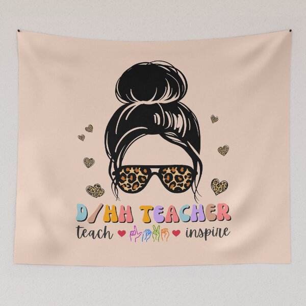 Item preview, DHH Teacher Leopard Messy Bun – ASL Sign Language Hard Of Hearing designed and sold by Pingestre.