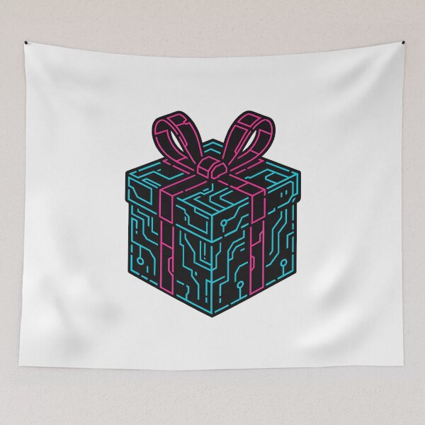 Item preview, Cyber Gift Box – Neon Tech Present | Techno Santa Rebellion Series designed and sold by R3X .
