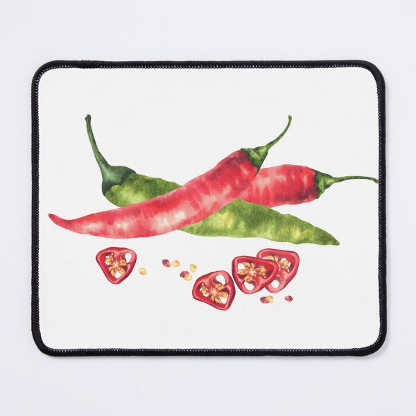 Item preview,  Watercolor hot chili pepper sticker. Vegetable green, red pods, sliced and seeds. Food spices designed and sold by BartolArt.