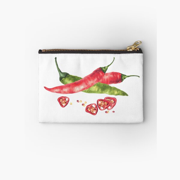 Item preview,  Watercolor hot chili pepper sticker. Vegetable green, red pods, sliced and seeds. Food spices designed and sold by BartolArt.