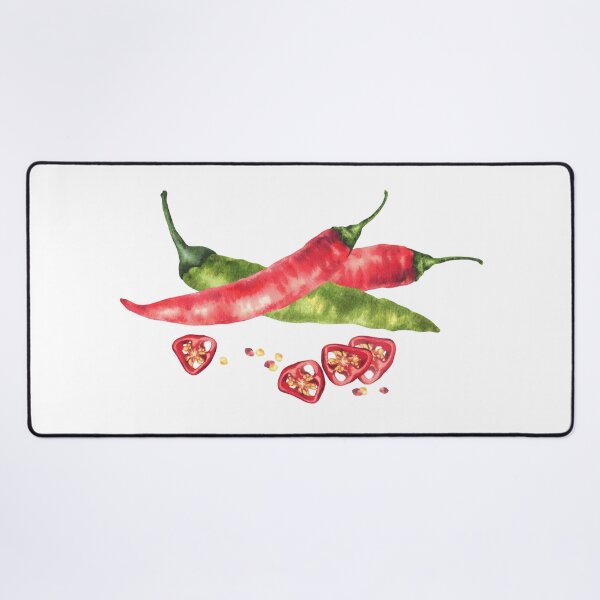 Item preview,  Watercolor hot chili pepper sticker. Vegetable green, red pods, sliced and seeds. Food spices designed and sold by BartolArt.