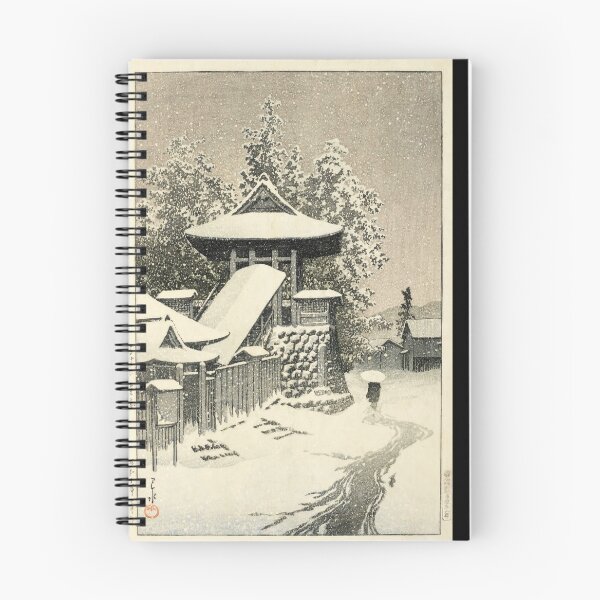 Item preview, Bell Tower at Mount Koya by Hasui Kawase: Japanese Poster, Serene Winter Scene, Ukiyo-e Art Print designed and sold by artofuniverse.