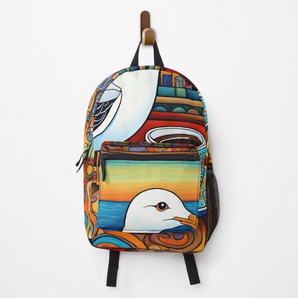 Item preview, Folk Art Seagull drinking coffee in a coffee shop designed and sold by Colin Bentham.