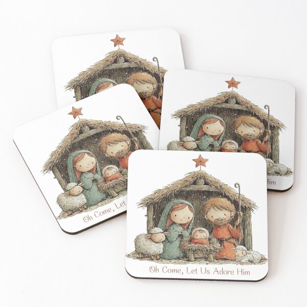 Item preview, Christmas Nativity Shirt – Holy Family in Manger & Star of Bethlehem – Oh Come, Let Us Adore Him | Cute Holy Family designed and sold by Happy'CLICK'.