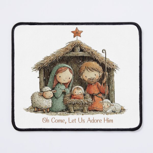 Item preview, Christmas Nativity Shirt – Holy Family in Manger & Star of Bethlehem – Oh Come, Let Us Adore Him | Cute Holy Family designed and sold by Happy'CLICK'.