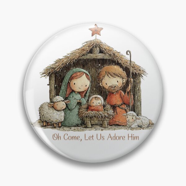 Item preview, Christmas Nativity Shirt – Holy Family in Manger & Star of Bethlehem – Oh Come, Let Us Adore Him | Cute Holy Family designed and sold by Happy'CLICK'.