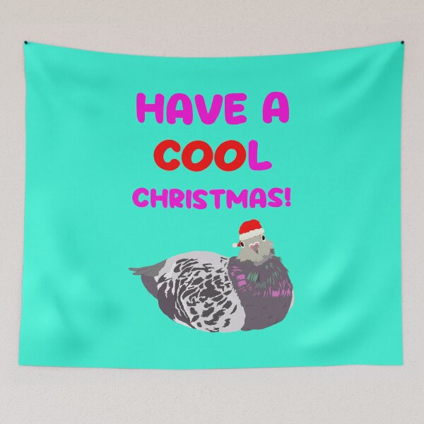 Item preview, Have a Cool Christmas Pigeon in Santa Hat designed and sold by TiffinByLK.