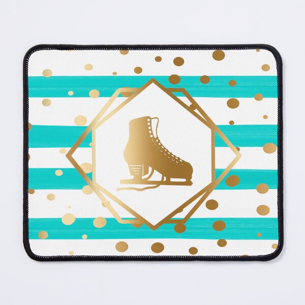 Item preview, Gold Figure Skate on Pastel Turquoise Stripes with Gold Dots designed and sold by Purposely Designed.