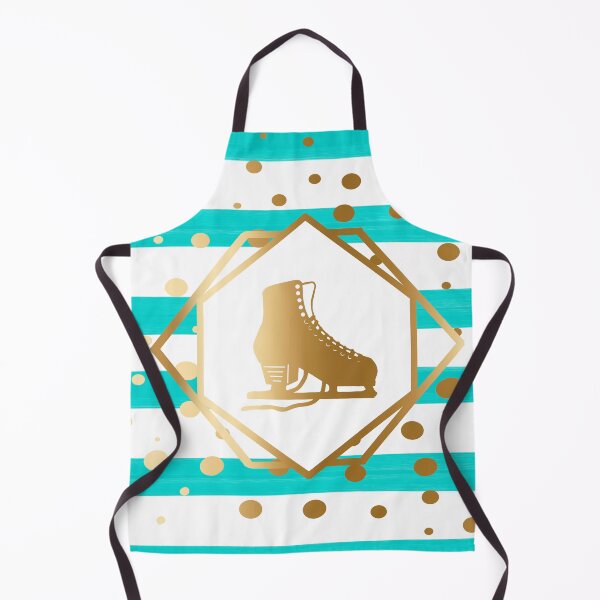Item preview, Gold Figure Skate on Pastel Turquoise Stripes with Gold Dots designed and sold by Purposely Designed.