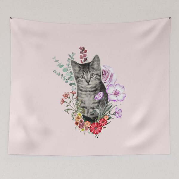 Item preview, Retro Kitten Vintage Botanical Vintage Outdoor designed and sold by MarcelooArt.