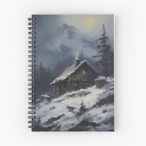 Item preview, Snowy Cabin Painting, Vintage Snowy Cabin Painting, Winter Cabin, Lodge Wall Decor, Rustic Holiday Decor Poster, Christmas Artwork designed and sold by SavageVision.