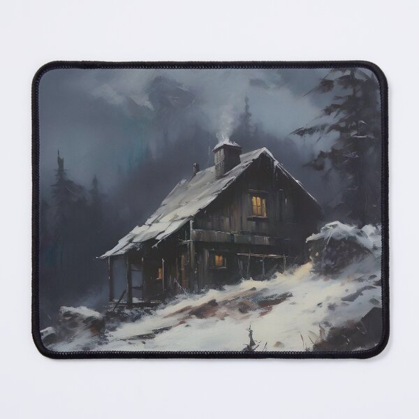 Item preview, Snowy Cabin Painting, Vintage Snowy Cabin Painting, Winter Cabin, Lodge Wall Decor, Rustic Holiday Decor Poster, Christmas Artwork designed and sold by SavageVision.