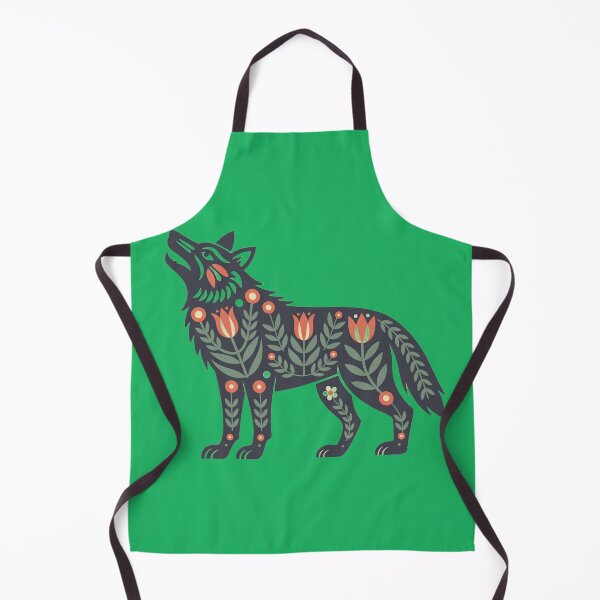 Item preview, Folk Art Wolf – Scandinavian Botanical Wolf Illustration designed and sold by A-to-y.