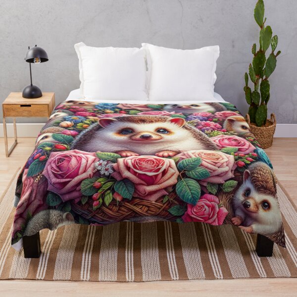Item preview, Adorable Hedgehogs and Colorful Roses Flowers designed and sold by purplesensation.