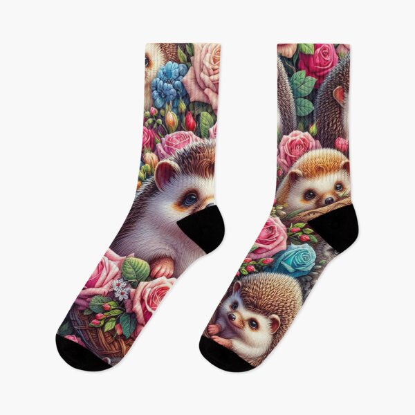 Item preview, Adorable Hedgehogs and Colorful Roses Flowers designed and sold by purplesensation.