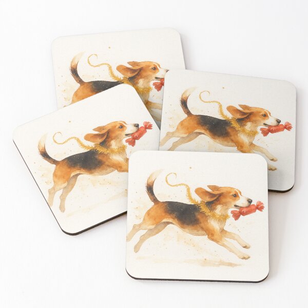 Item preview, Festive Beagle Zoomies – Watercolor Christmas Dog with Cracker designed and sold by BadaBingBear.