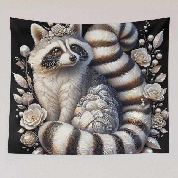 Item preview, Floral Adorned Raccoon Portrait designed and sold by purplesensation.