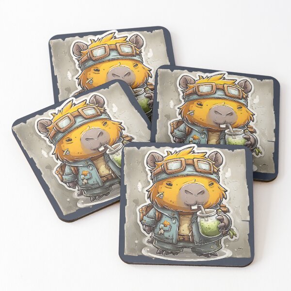 Item preview, Post-Apo Capybara with Yerba Mate – Kawaii Survival Mate Design designed and sold by flamini.