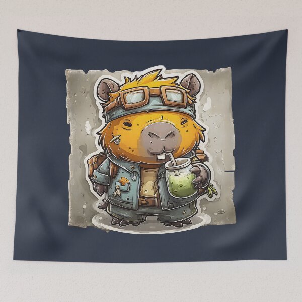 Item preview, Post-Apo Capybara with Yerba Mate – Kawaii Survival Mate Design designed and sold by flamini.