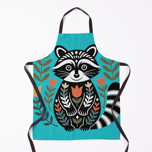 Item preview, Folk Art Raccoon – Scandinavian Botanical Raccoon Illustration designed and sold by A-to-y.