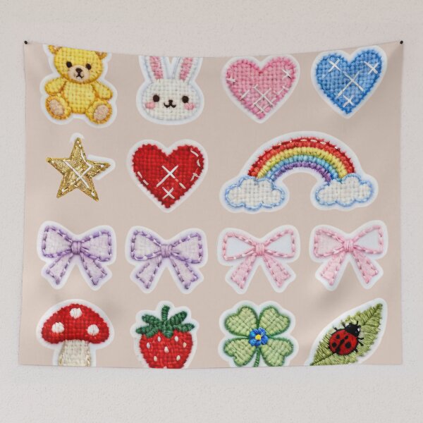 Item preview, Cute Cross-Stitch Woodland Sticker Sheet designed and sold by MuseAI.