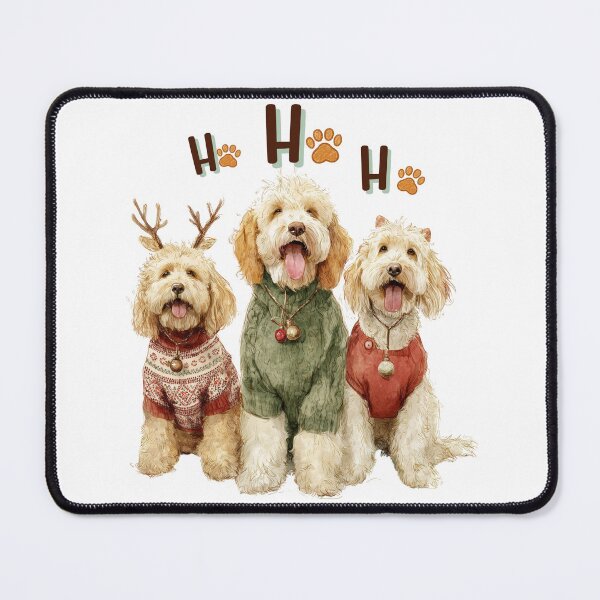 Item preview, Christmas Doodle Dog Trio T-Shirt – Holiday Sweaters & Jingle Bells designed and sold by Happy'CLICK'.