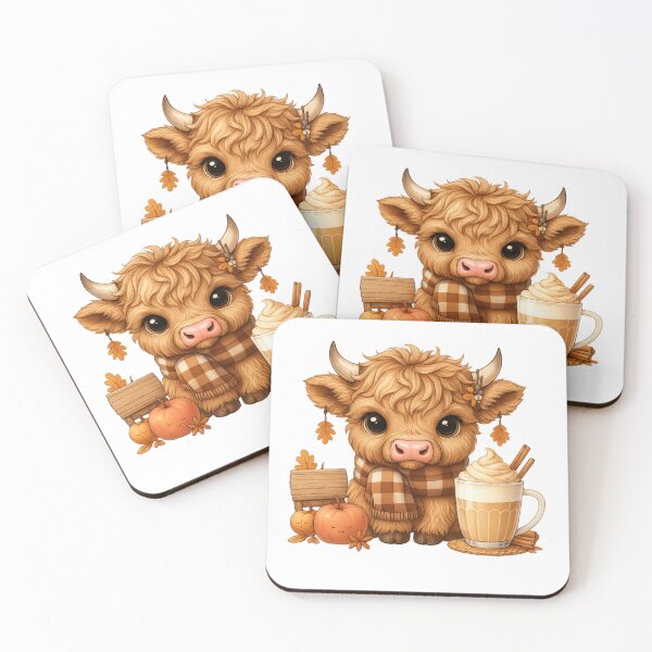 Item preview, Cute Autumn Cow with Scarf & Pumpkin Spice Latte designed and sold by stephenflashart.