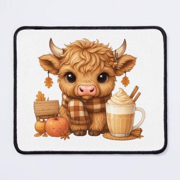 Item preview, Cute Autumn Cow with Scarf & Pumpkin Spice Latte designed and sold by stephenflashart.