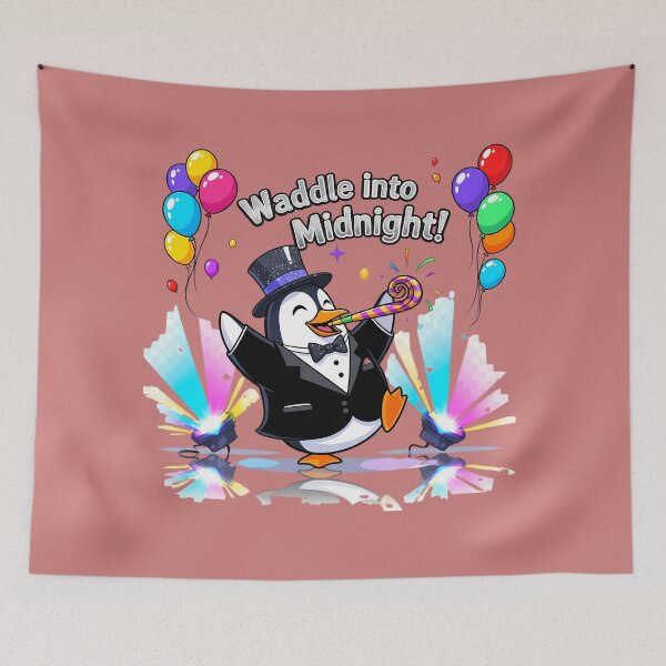 Item preview, Waddle into Midnight Festive Penguin designed and sold by Pixelzo.