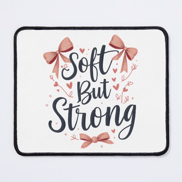 Item preview, Soft But Strong Sticker | Coquette Bow Feminine Empowerment Quote designed and sold by MemoriaWear.
