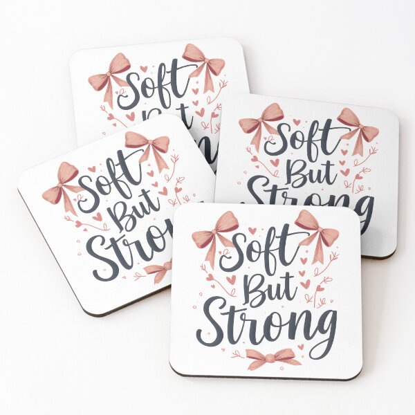 Item preview, Soft But Strong Sticker | Coquette Bow Feminine Empowerment Quote designed and sold by MemoriaWear.