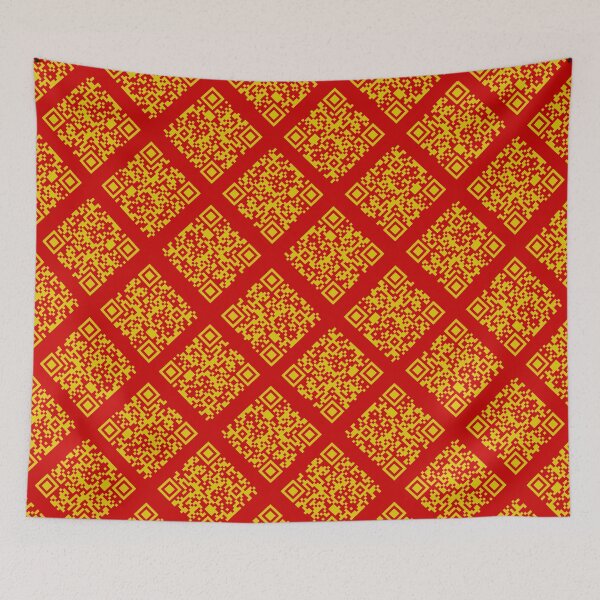 Item preview, Never Gonna Give You Up QR-code pattern in yellow designed and sold by knappidesign.