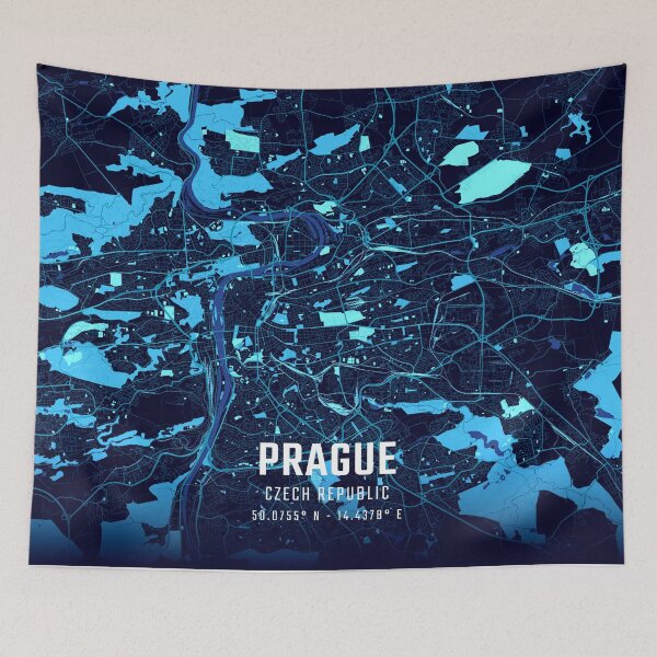 Item preview, Prague Midnight City Map designed and sold by HomeLivingCo.