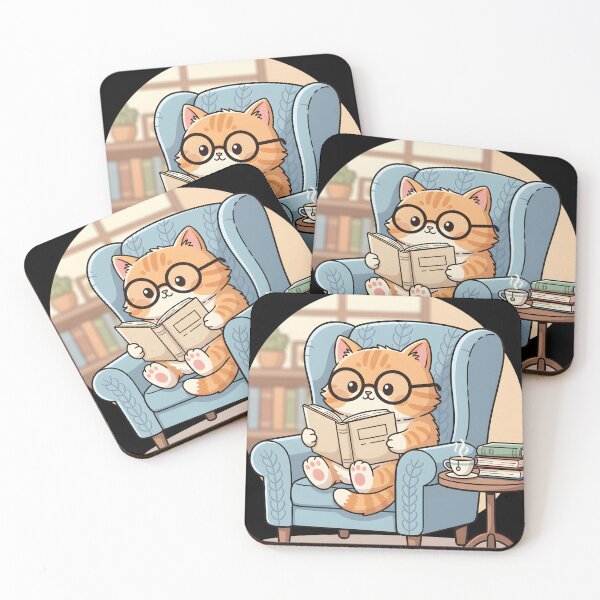 Item preview, Bookworm Cat Reading Chair Retro Art designed and sold by katemaryME.