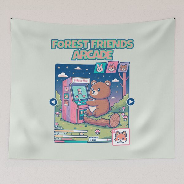 Item preview, Forest Friends Arcade - Cute Bear Playing Video Games designed and sold by AwesomeBeyondLimits.