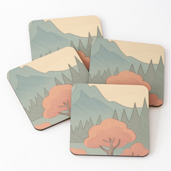 Item preview, Autumn River – Stylized Sun and Mountain Landscape Art (Right Canvas) designed and sold by WittyUnknown.