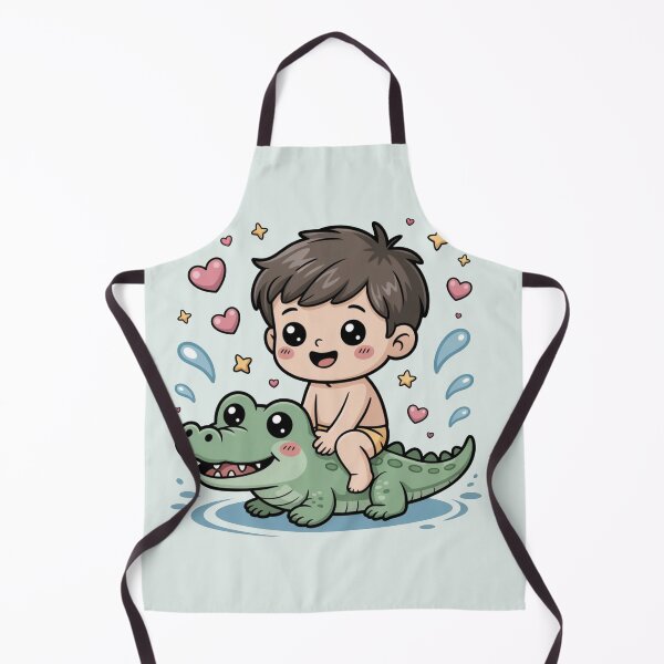 Item preview, Cute Boy Riding Baby Crocodile – Adorable Kawaii Cartoon Design designed and sold by Tidarat-27.